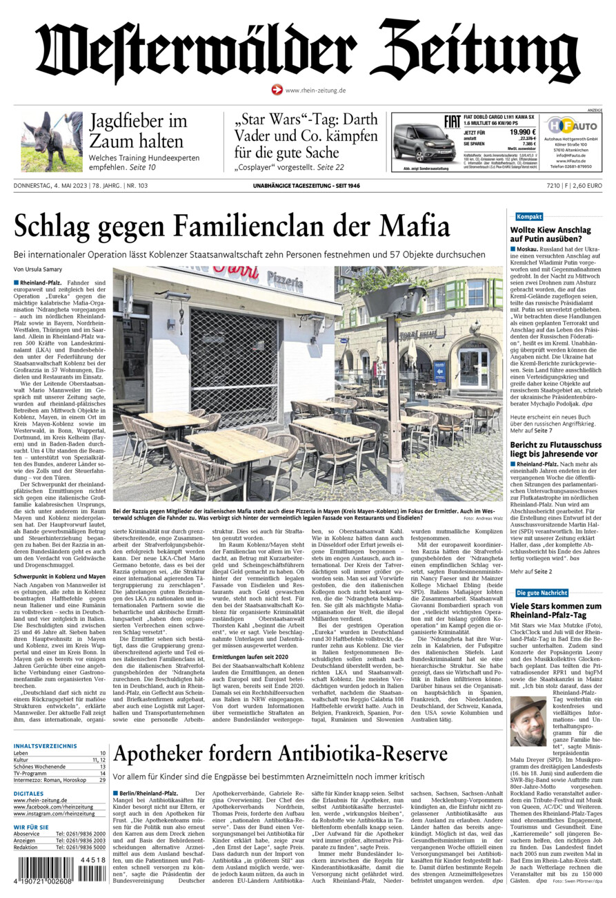 Westerwälder Zeitung vom Donnerstag, 04.05.2023