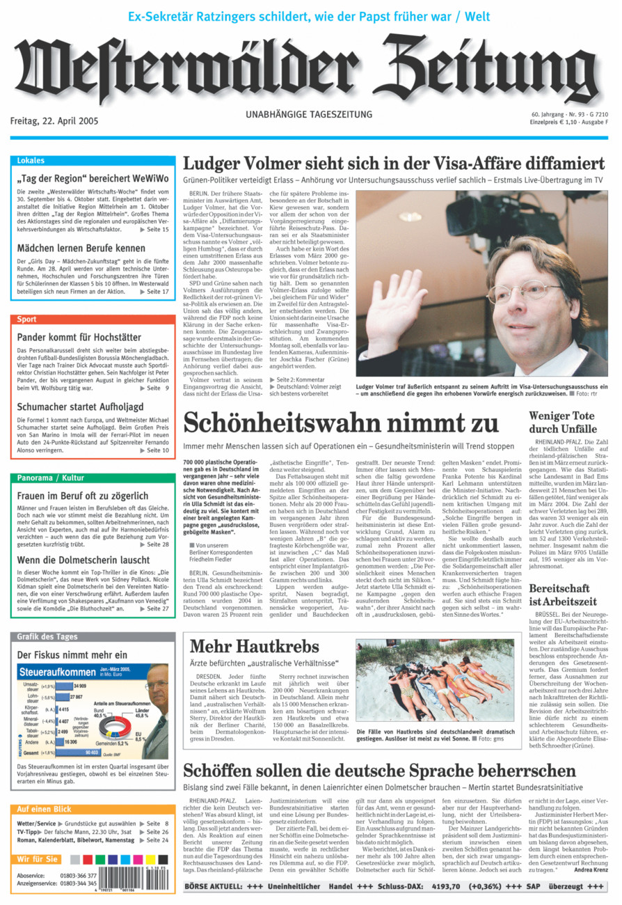 Westerwälder Zeitung vom Freitag, 22.04.2005