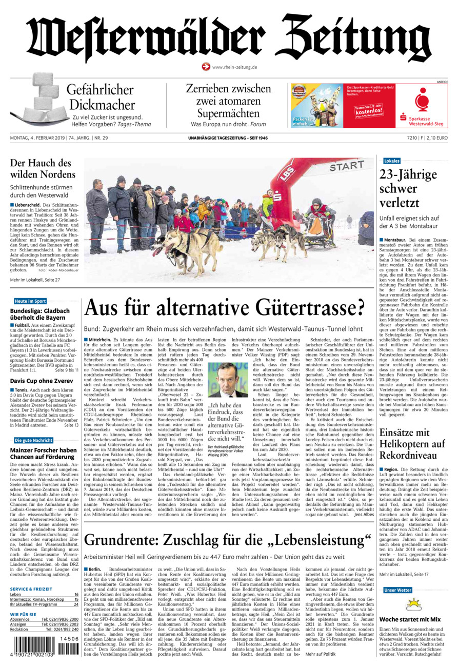 Westerwälder Zeitung vom Montag, 04.02.2019