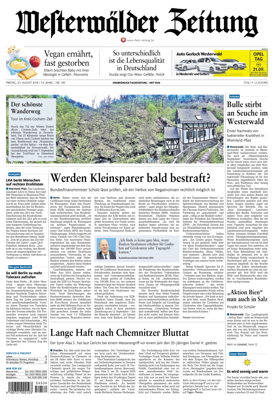 Westerwälder Zeitung vom Freitag, 23.08.2019