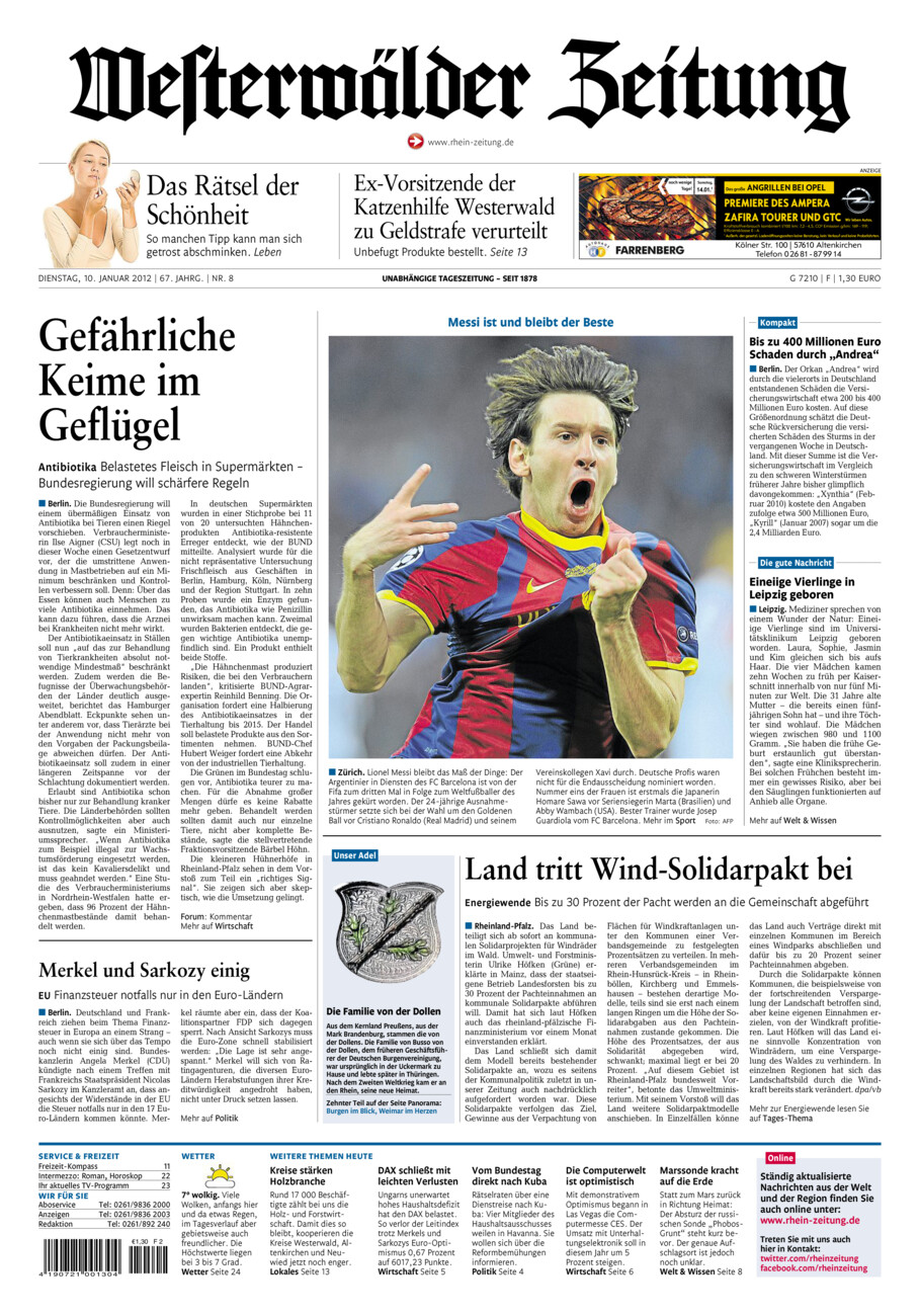 Westerwälder Zeitung vom Dienstag, 10.01.2012