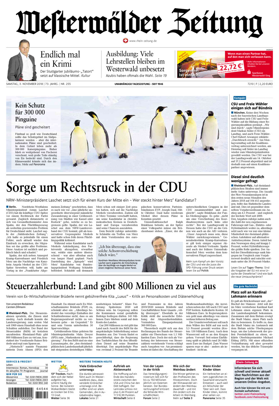 Westerwälder Zeitung vom Samstag, 03.11.2018