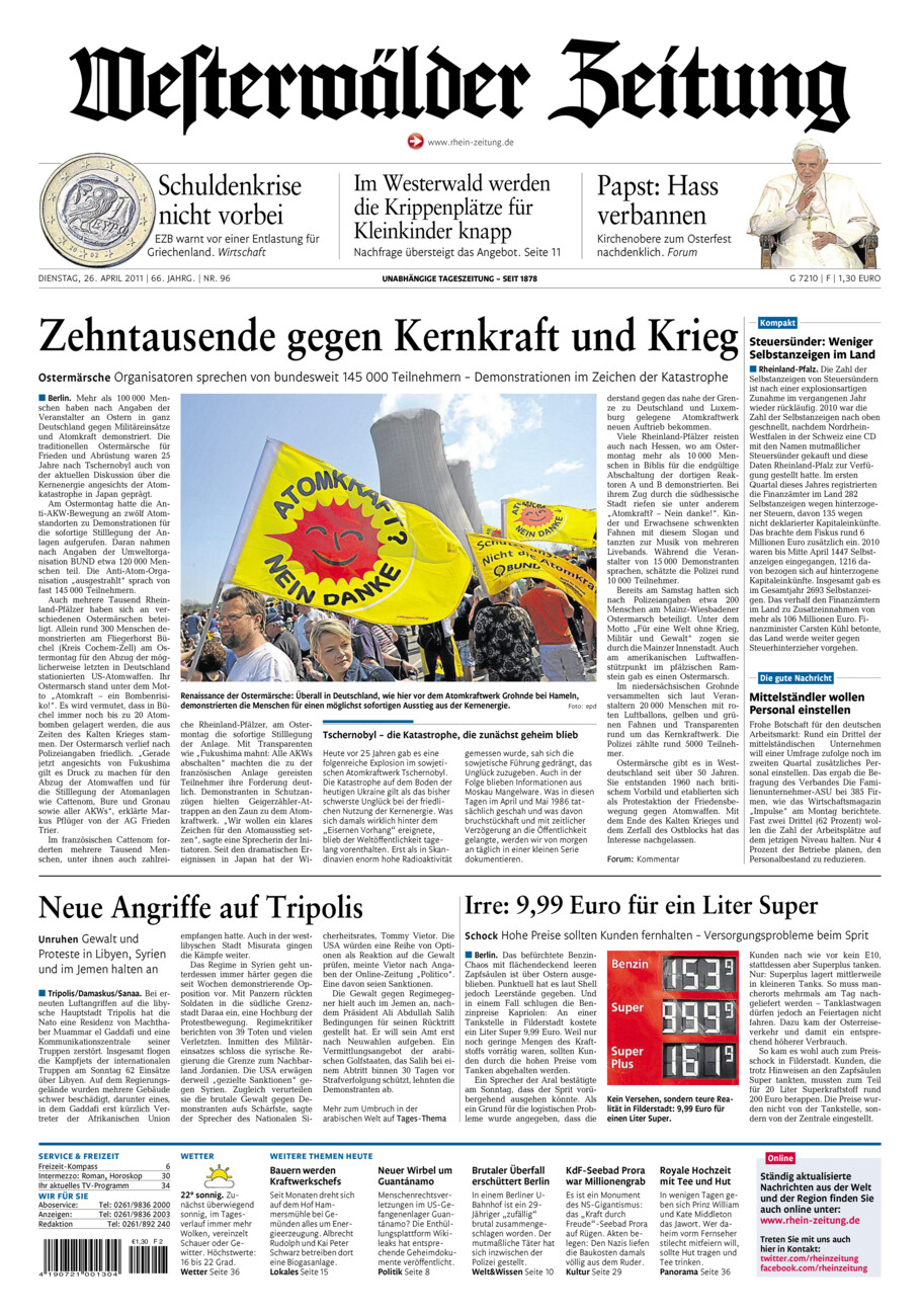 Westerwälder Zeitung vom Dienstag, 26.04.2011