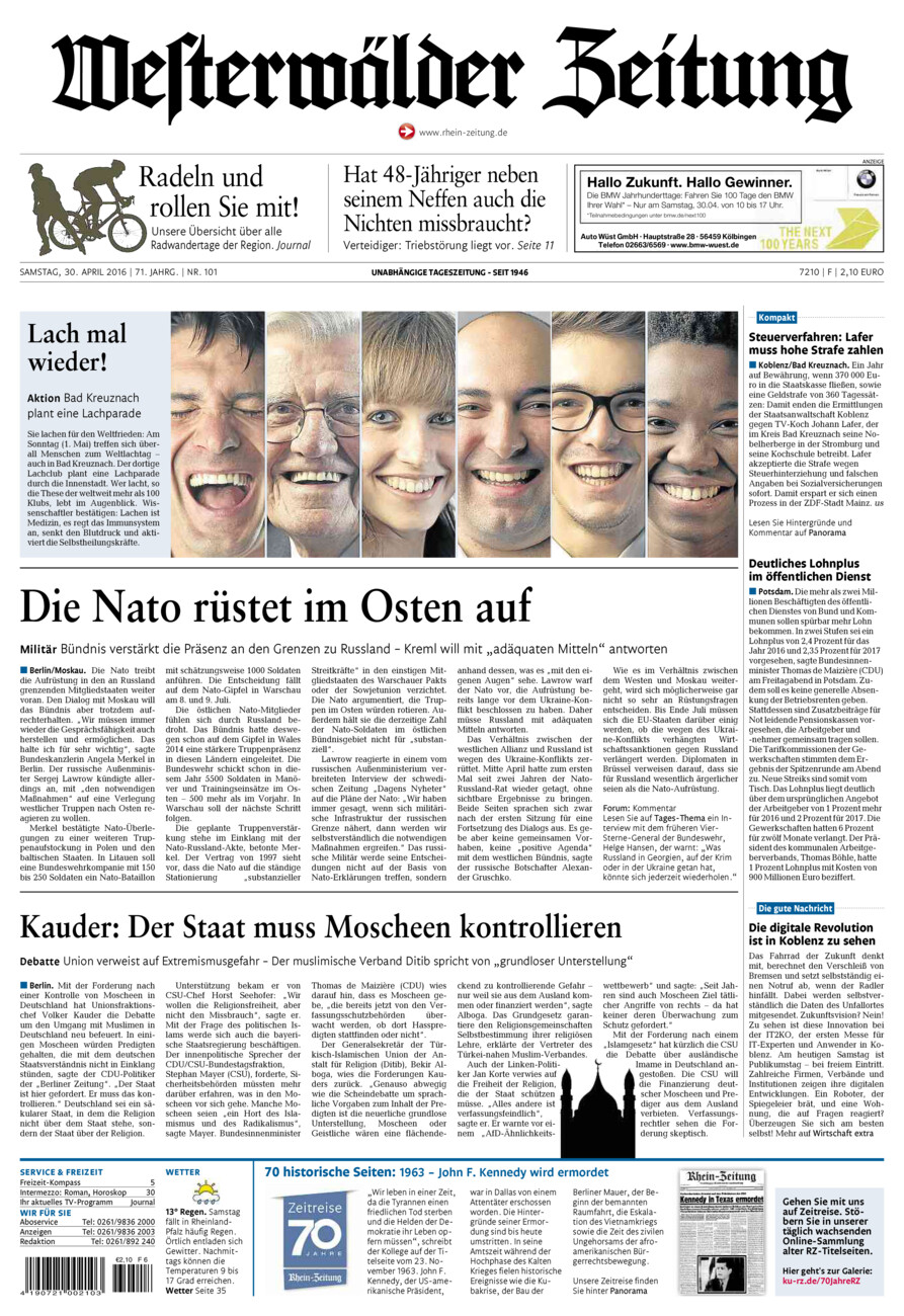 Westerwälder Zeitung vom Samstag, 30.04.2016