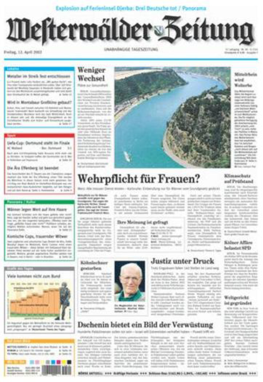 Westerwälder Zeitung vom Freitag, 12.04.2002