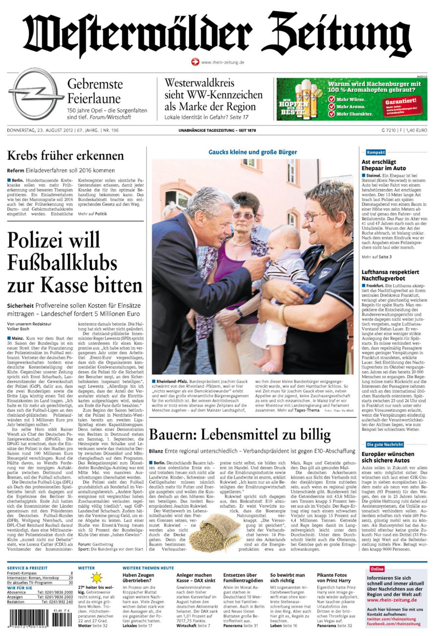 Westerwälder Zeitung vom Donnerstag, 23.08.2012