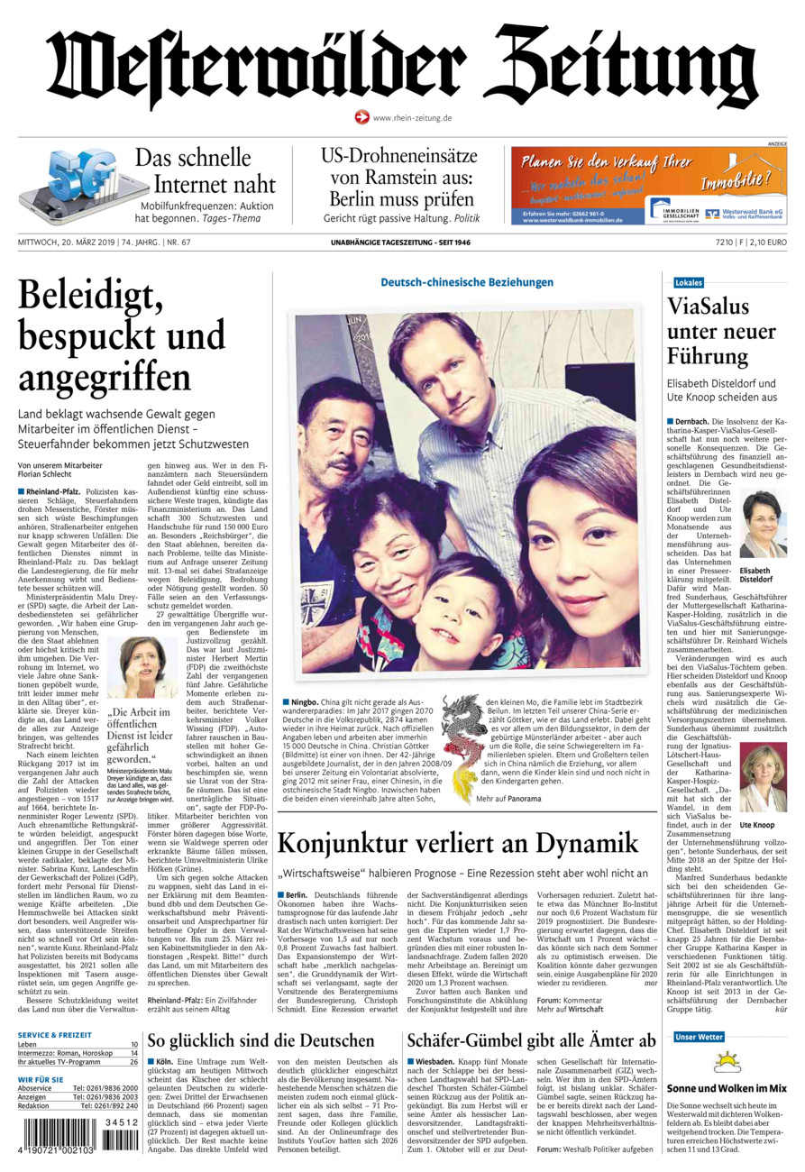 Westerwälder Zeitung vom Mittwoch, 20.03.2019