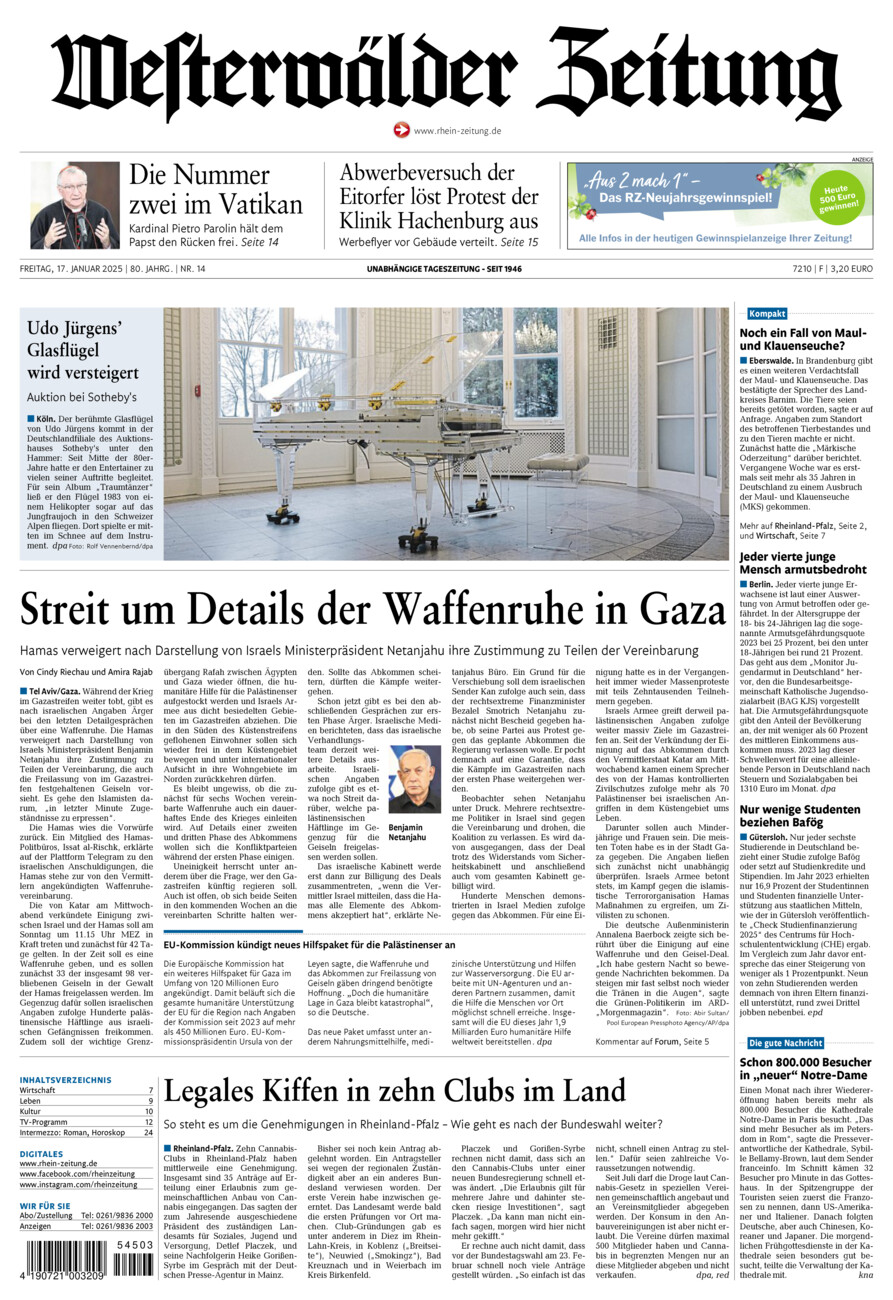 Westerwälder Zeitung vom Freitag, 17.01.2025