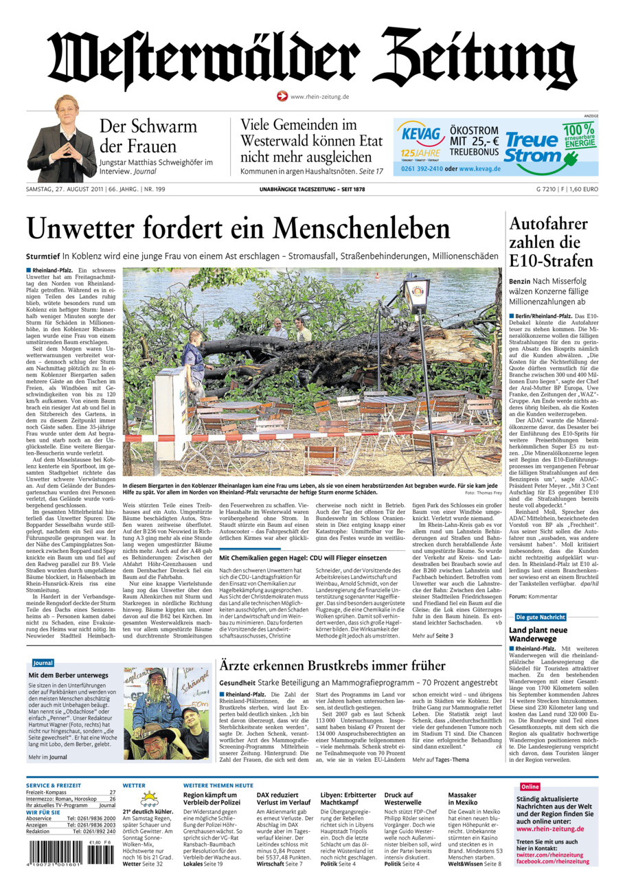 Westerwälder Zeitung vom Samstag, 27.08.2011