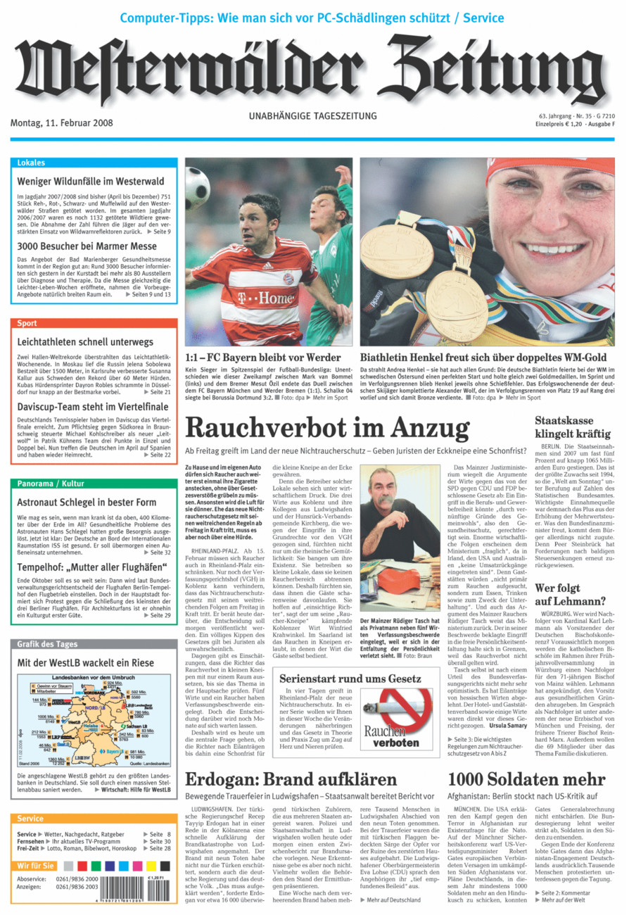 Westerwälder Zeitung vom Montag, 11.02.2008