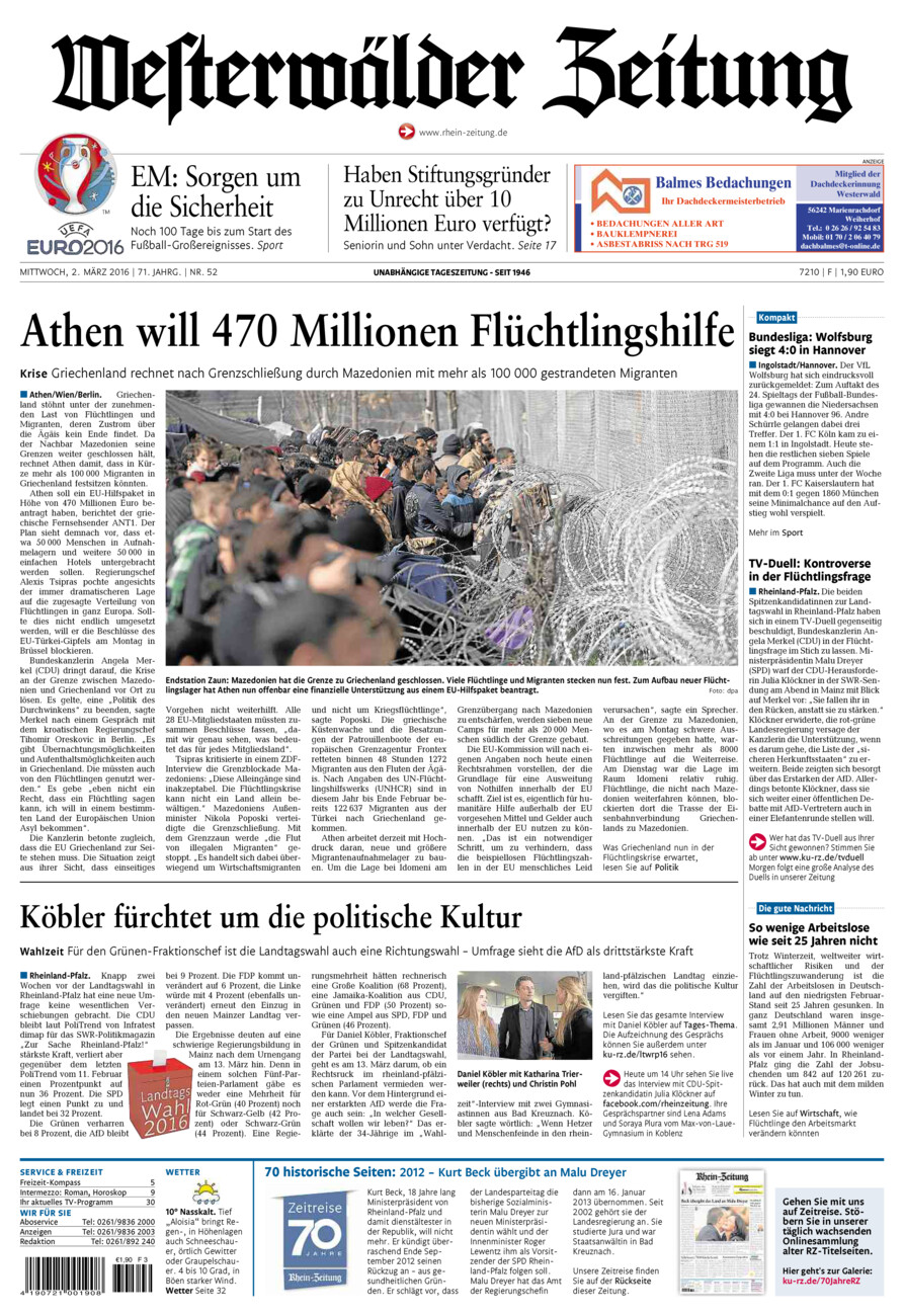 Westerwälder Zeitung vom Mittwoch, 02.03.2016