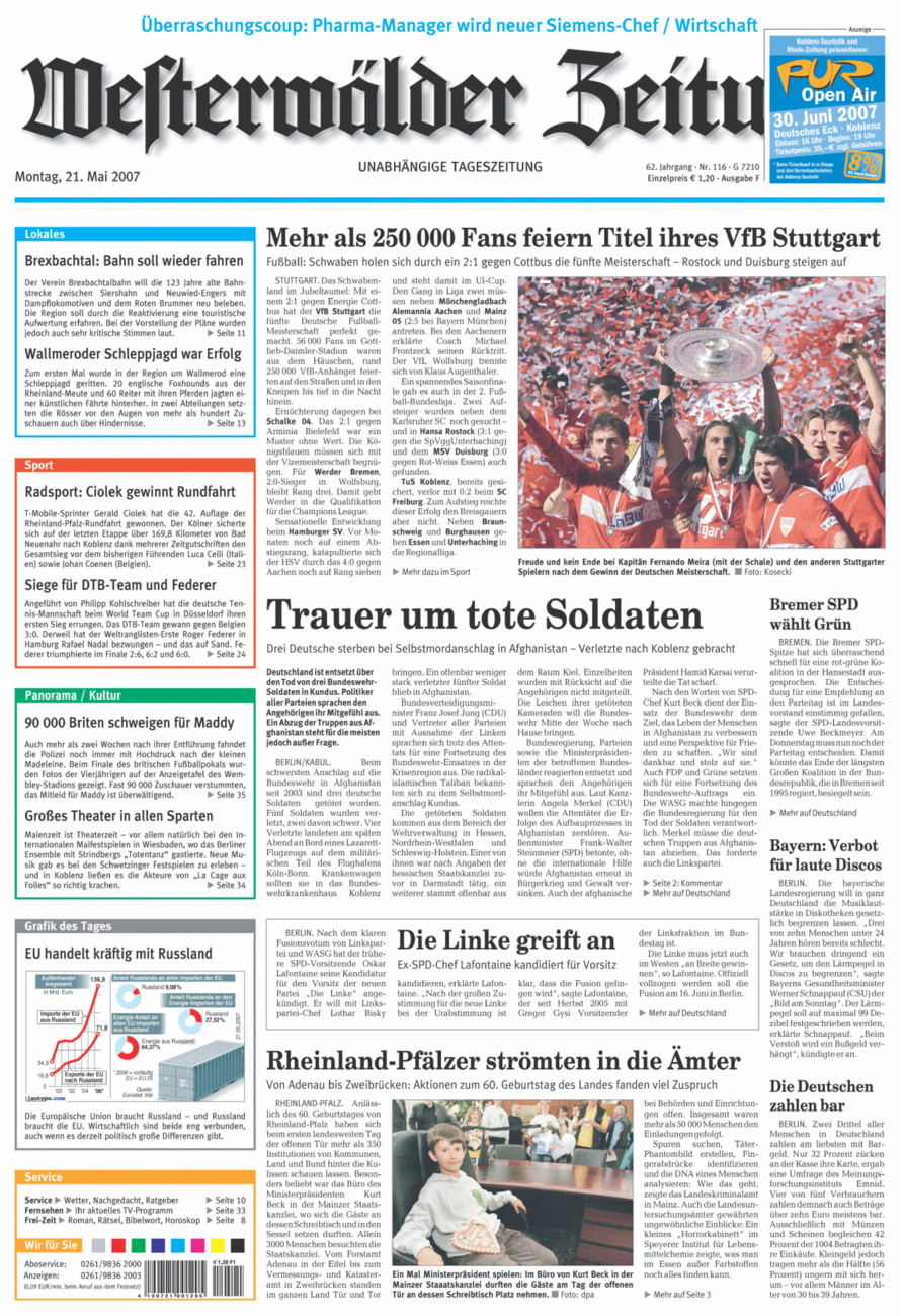 Westerwälder Zeitung vom Montag, 21.05.2007