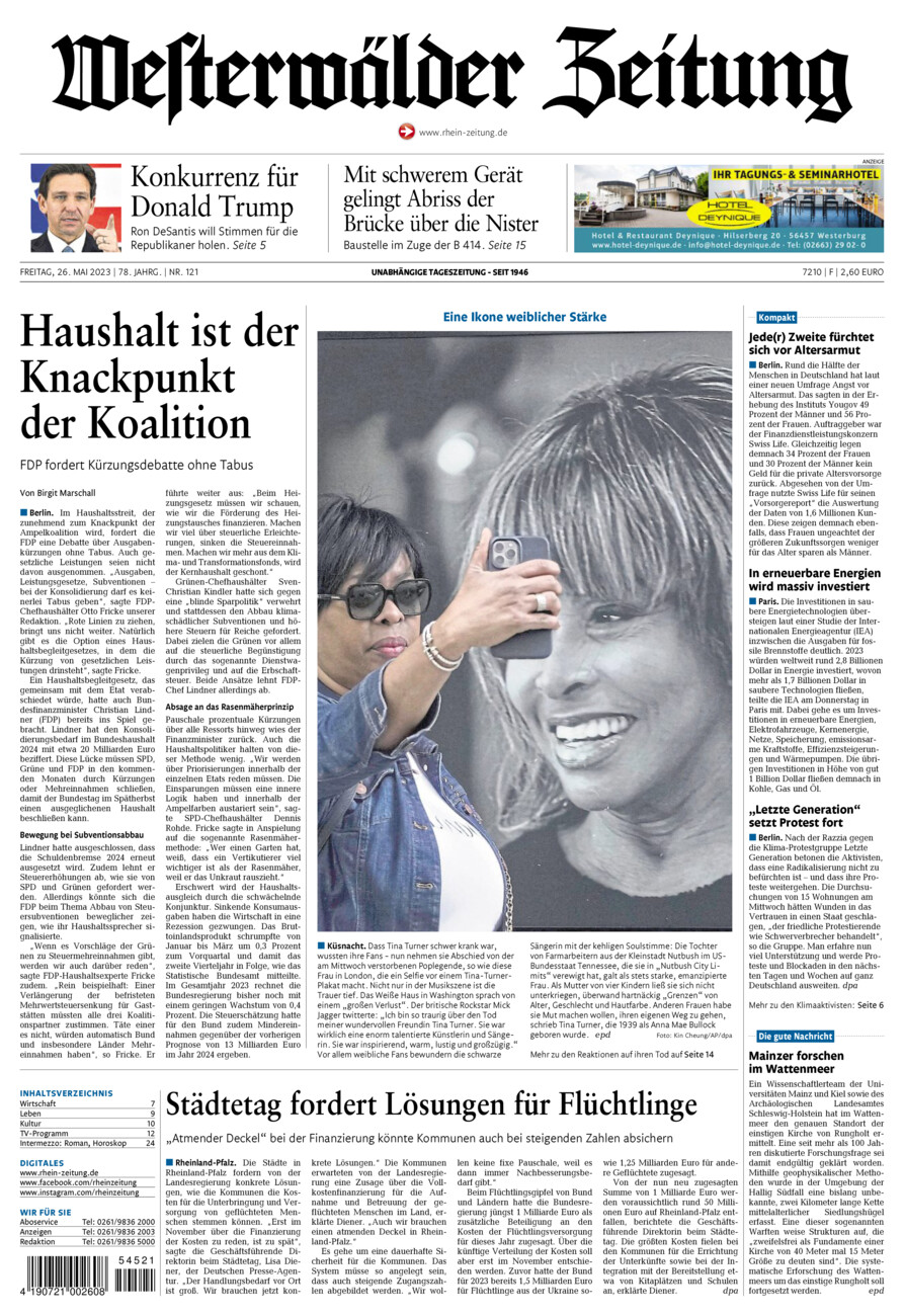 Westerwälder Zeitung vom Freitag, 26.05.2023