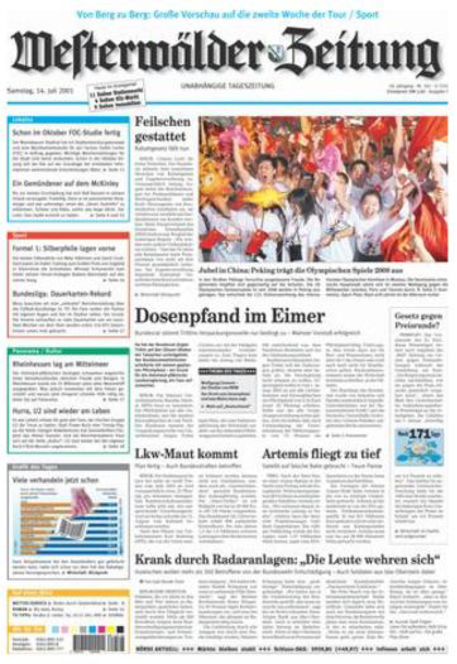 Westerwälder Zeitung vom Samstag, 14.07.2001