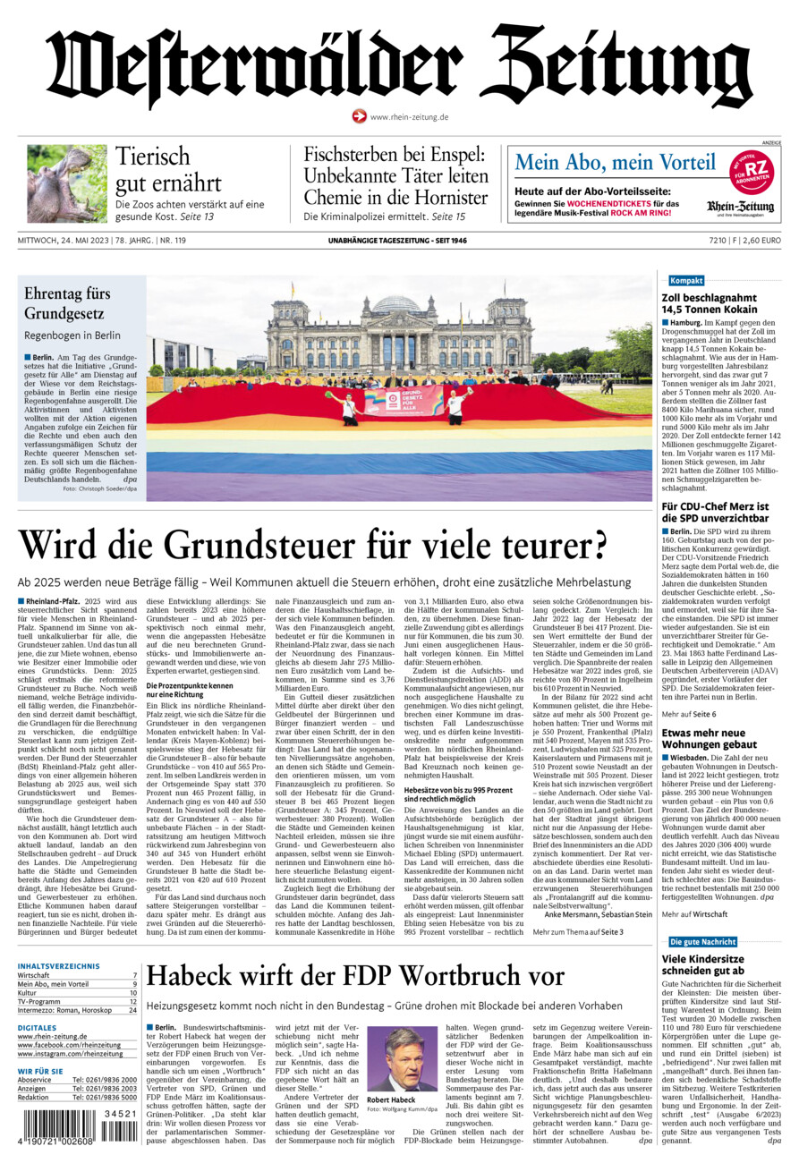 Westerwälder Zeitung vom Mittwoch, 24.05.2023