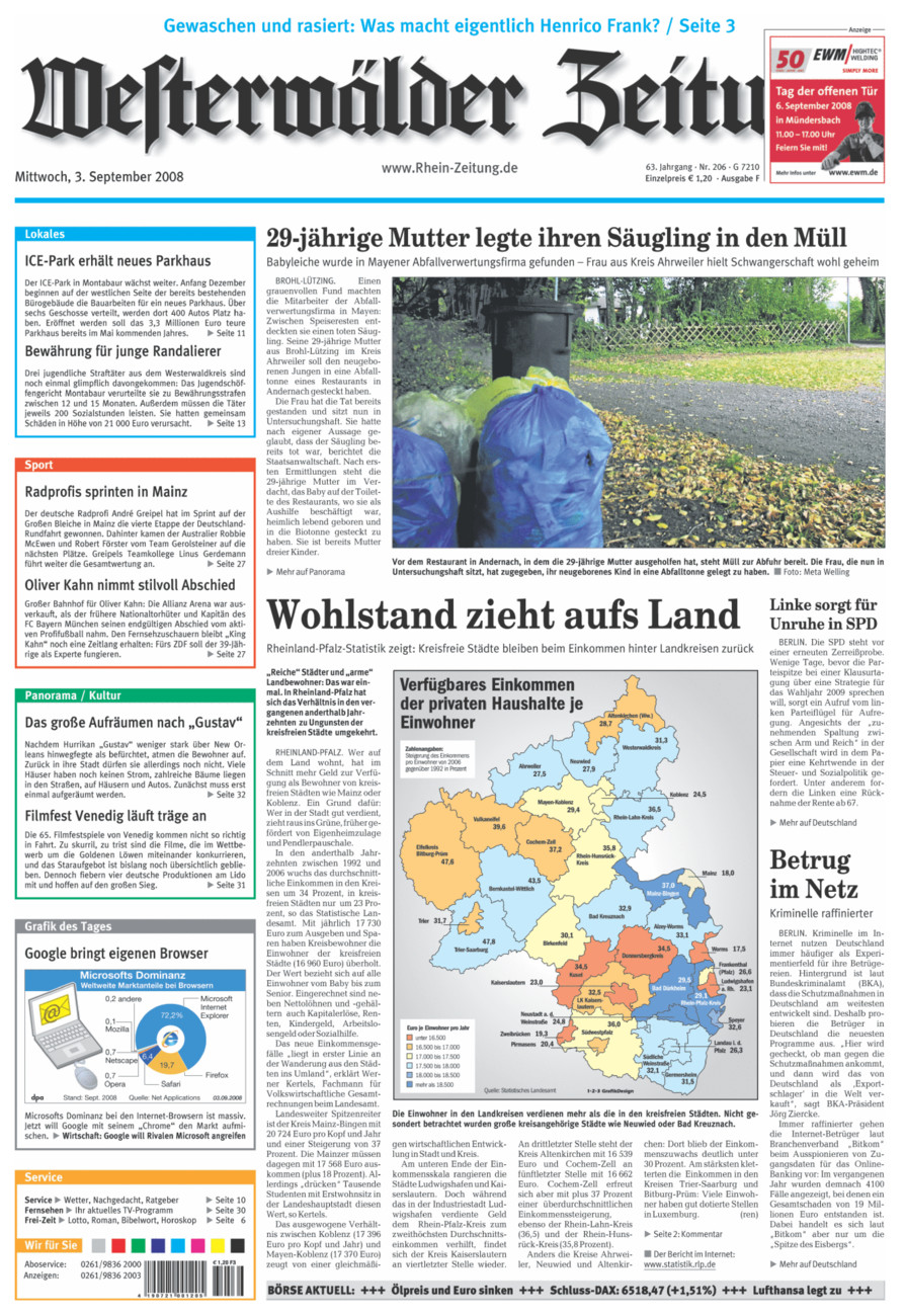 Westerwälder Zeitung vom Mittwoch, 03.09.2008