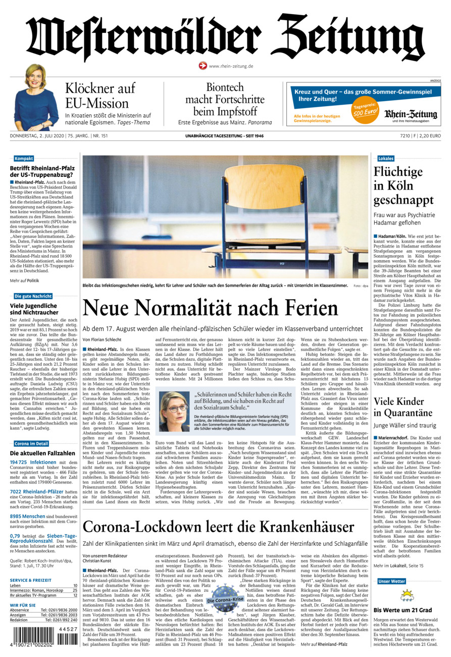 Westerwälder Zeitung vom Donnerstag, 02.07.2020