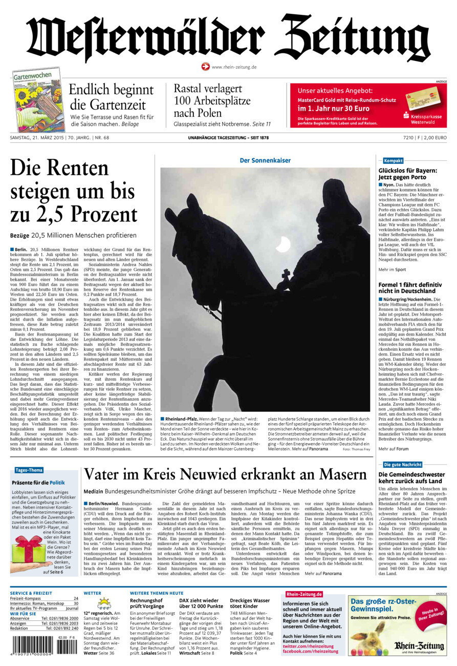 Westerwälder Zeitung vom Samstag, 21.03.2015
