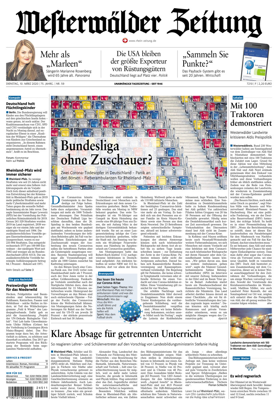 Westerwälder Zeitung vom Dienstag, 10.03.2020