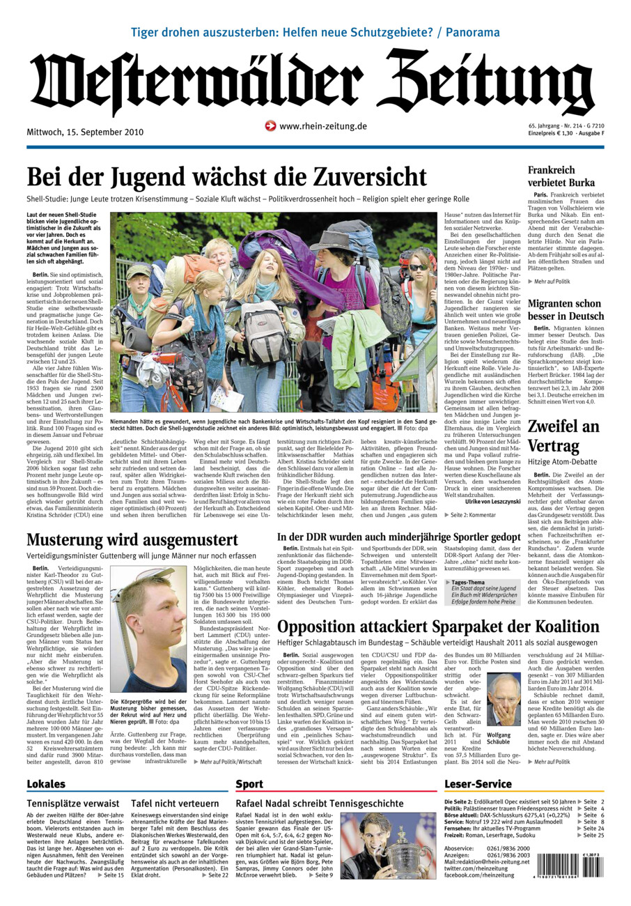 Westerwälder Zeitung vom Mittwoch, 15.09.2010