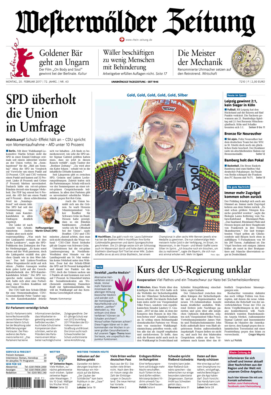 Westerwälder Zeitung vom Montag, 20.02.2017