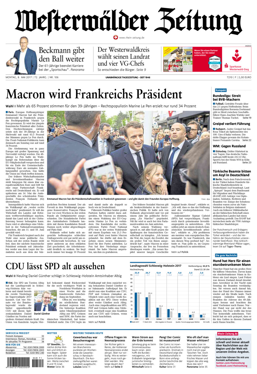 Westerwälder Zeitung vom Montag, 08.05.2017