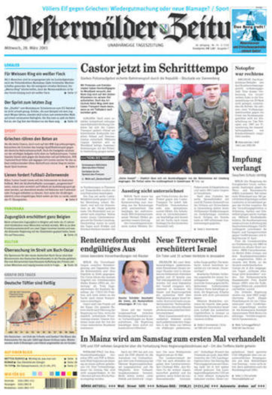 Westerwälder Zeitung vom Mittwoch, 28.03.2001