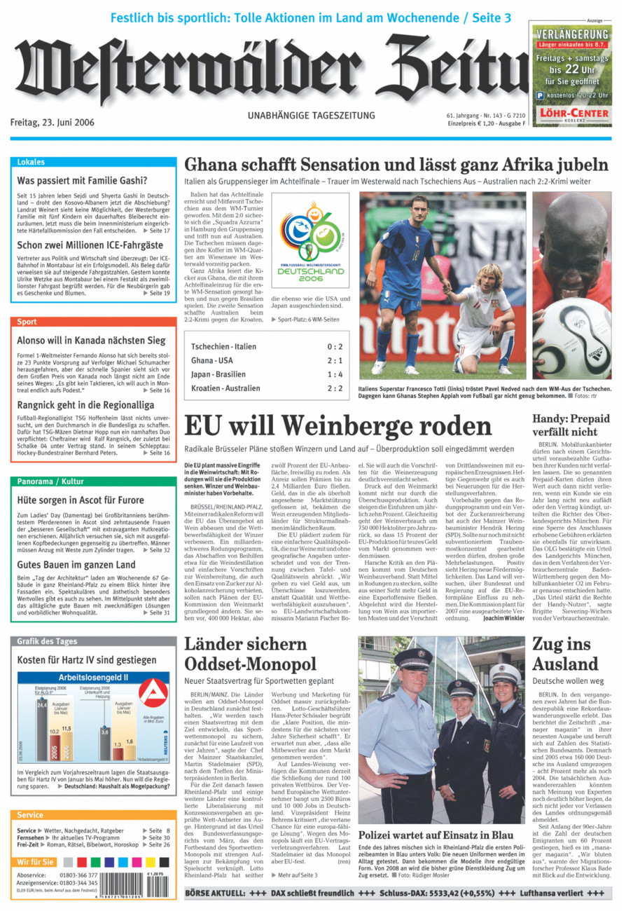 Westerwälder Zeitung vom Freitag, 23.06.2006