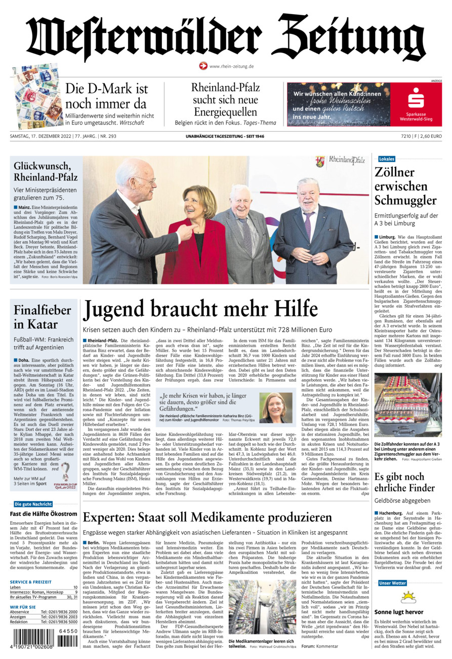 Westerwälder Zeitung vom Samstag, 17.12.2022