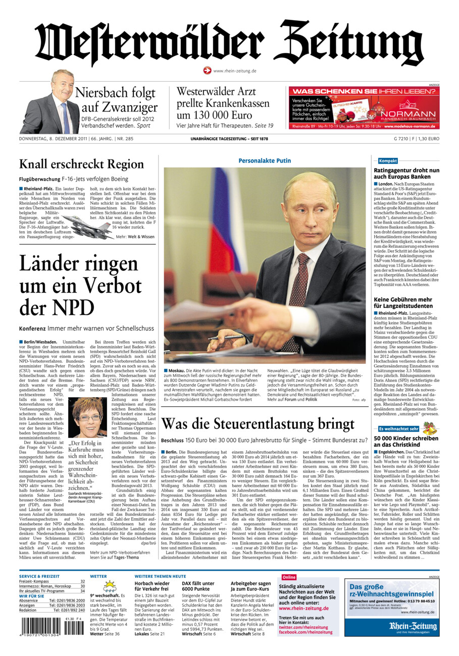 Westerwälder Zeitung vom Donnerstag, 08.12.2011