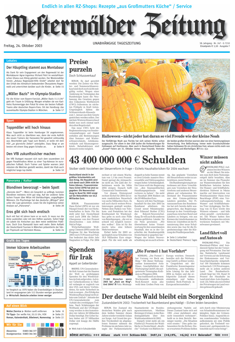 Westerwälder Zeitung vom Freitag, 24.10.2003