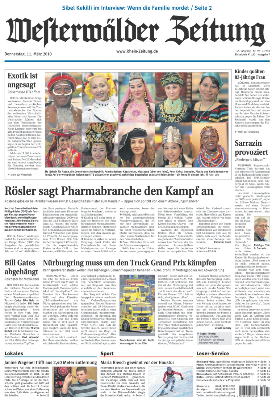 Westerwälder Zeitung vom Donnerstag, 11.03.2010