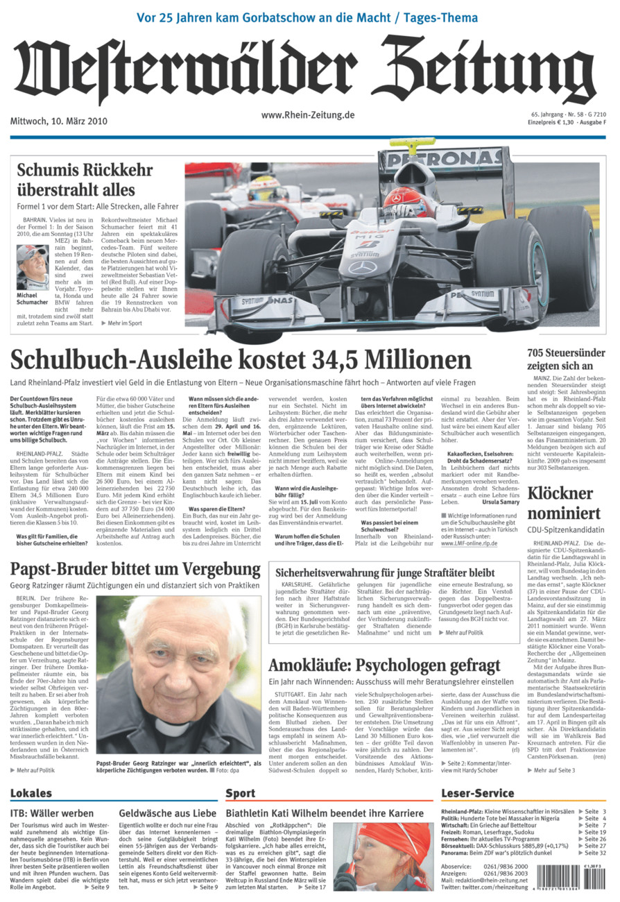 Westerwälder Zeitung vom Mittwoch, 10.03.2010