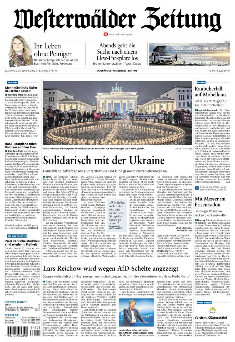 Westerwälder Zeitung vom Samstag, 25.02.2023