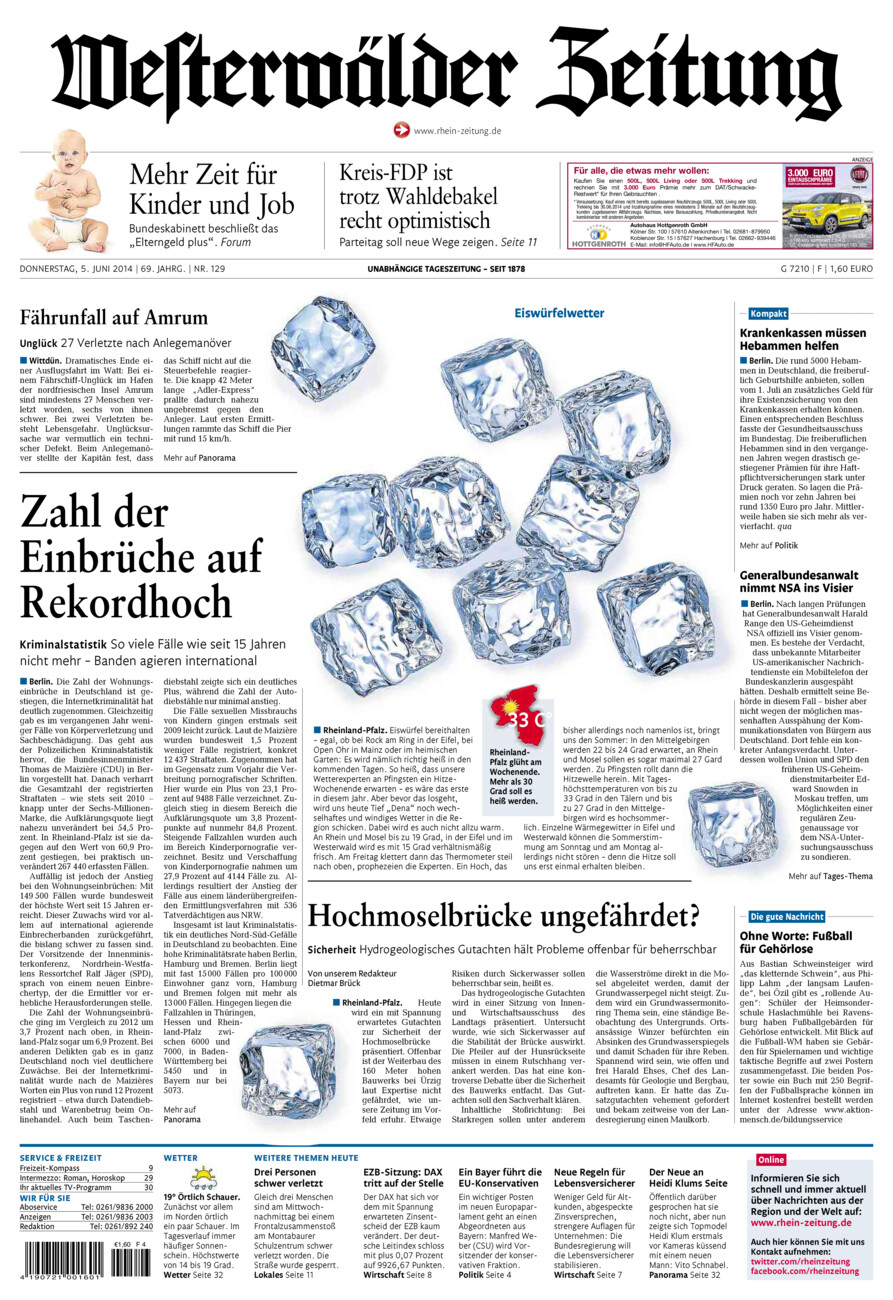 Westerwälder Zeitung vom Donnerstag, 05.06.2014