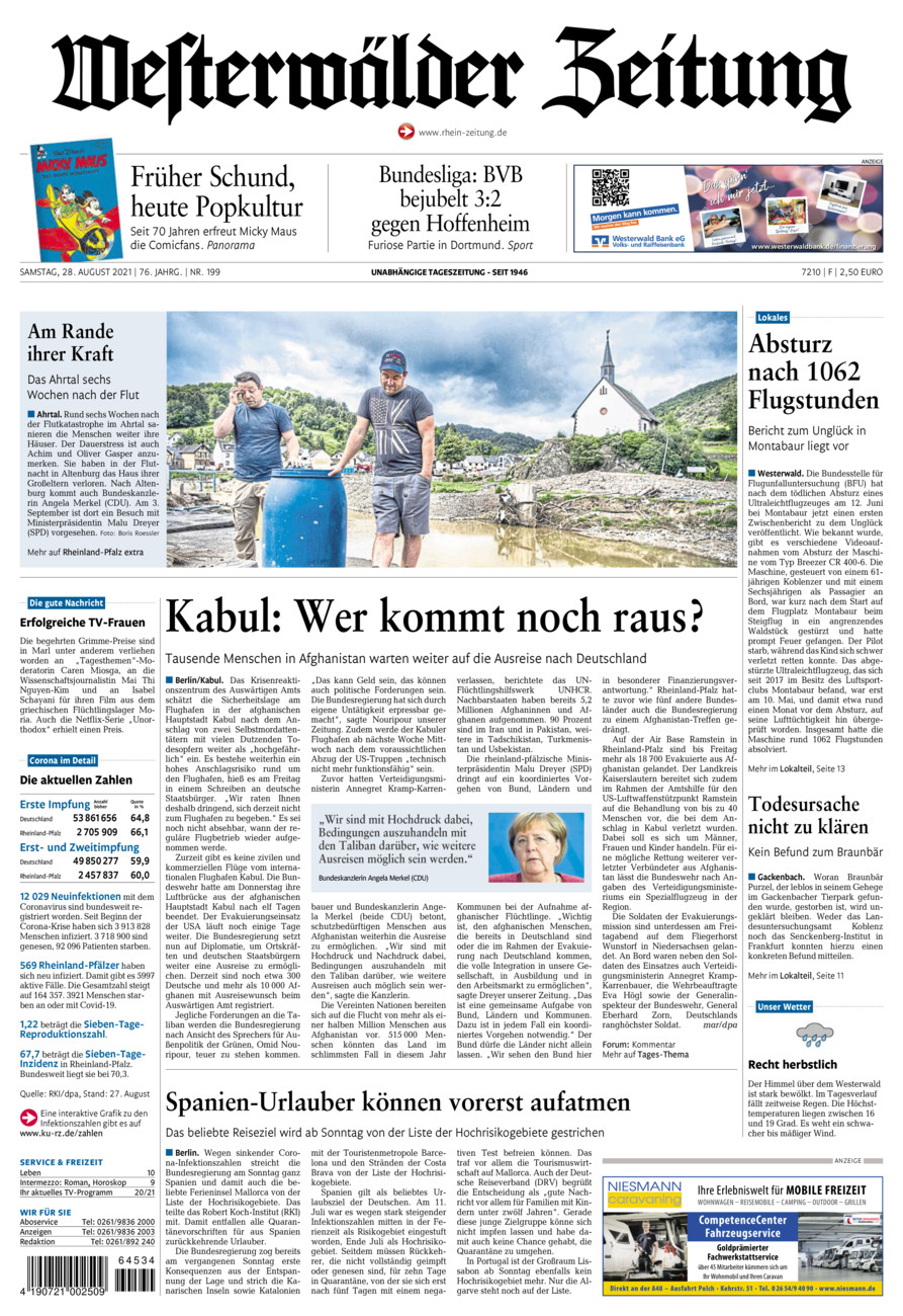 Westerwälder Zeitung vom Samstag, 28.08.2021