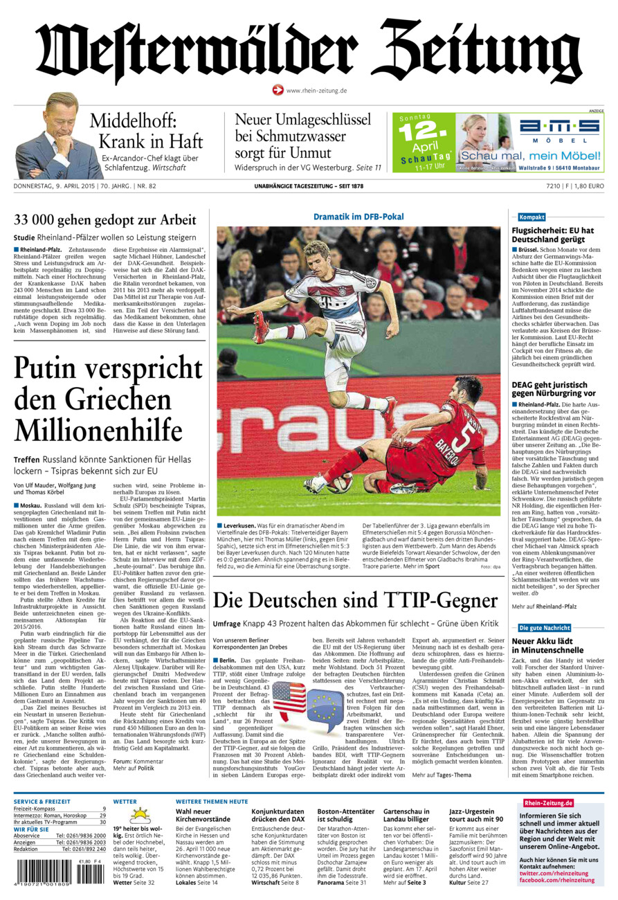 Westerwälder Zeitung vom Donnerstag, 09.04.2015