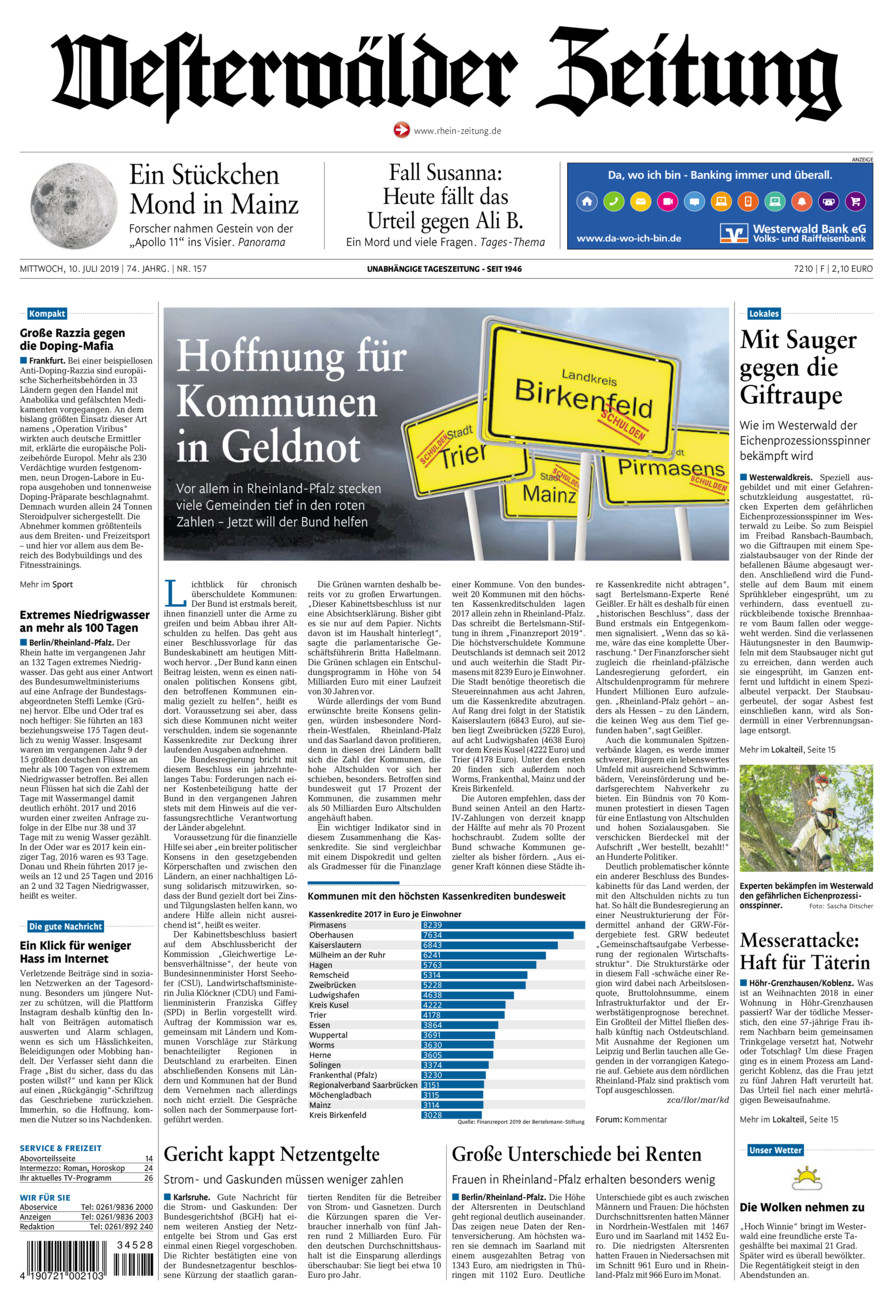 Westerwälder Zeitung vom Mittwoch, 10.07.2019