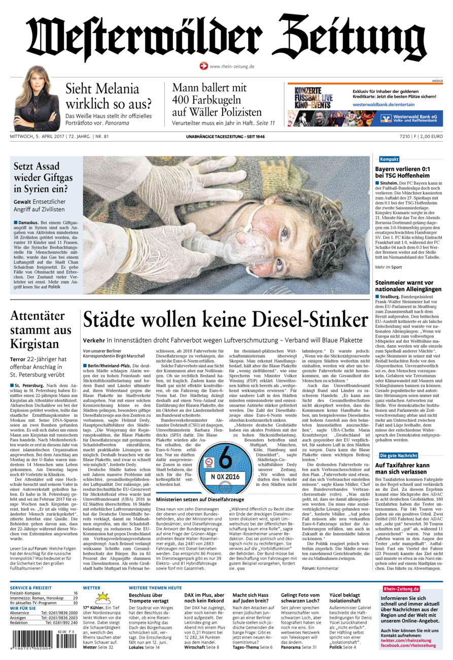 Westerwälder Zeitung vom Mittwoch, 05.04.2017