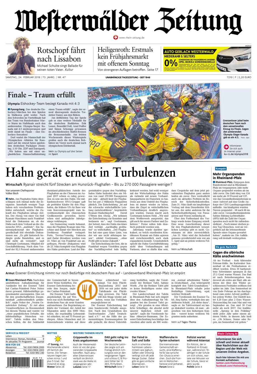 Westerwälder Zeitung vom Samstag, 24.02.2018