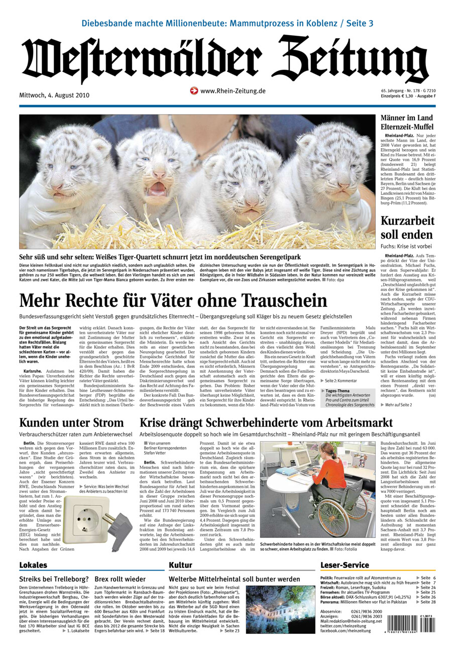 Westerwälder Zeitung vom Mittwoch, 04.08.2010
