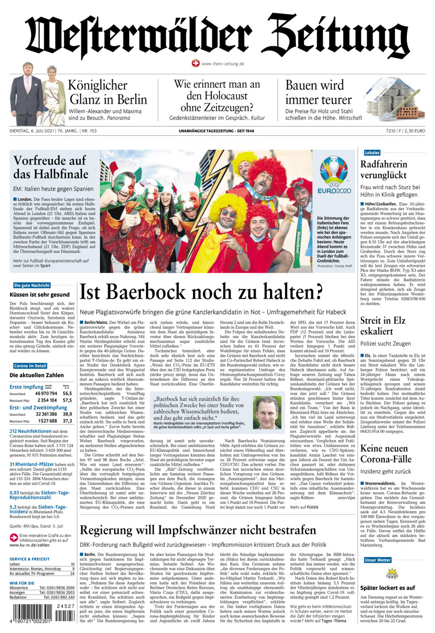 Westerwälder Zeitung vom Dienstag, 06.07.2021