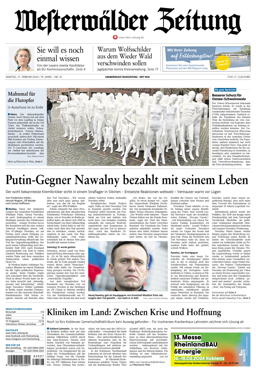 Westerwälder Zeitung vom Samstag, 17.02.2024