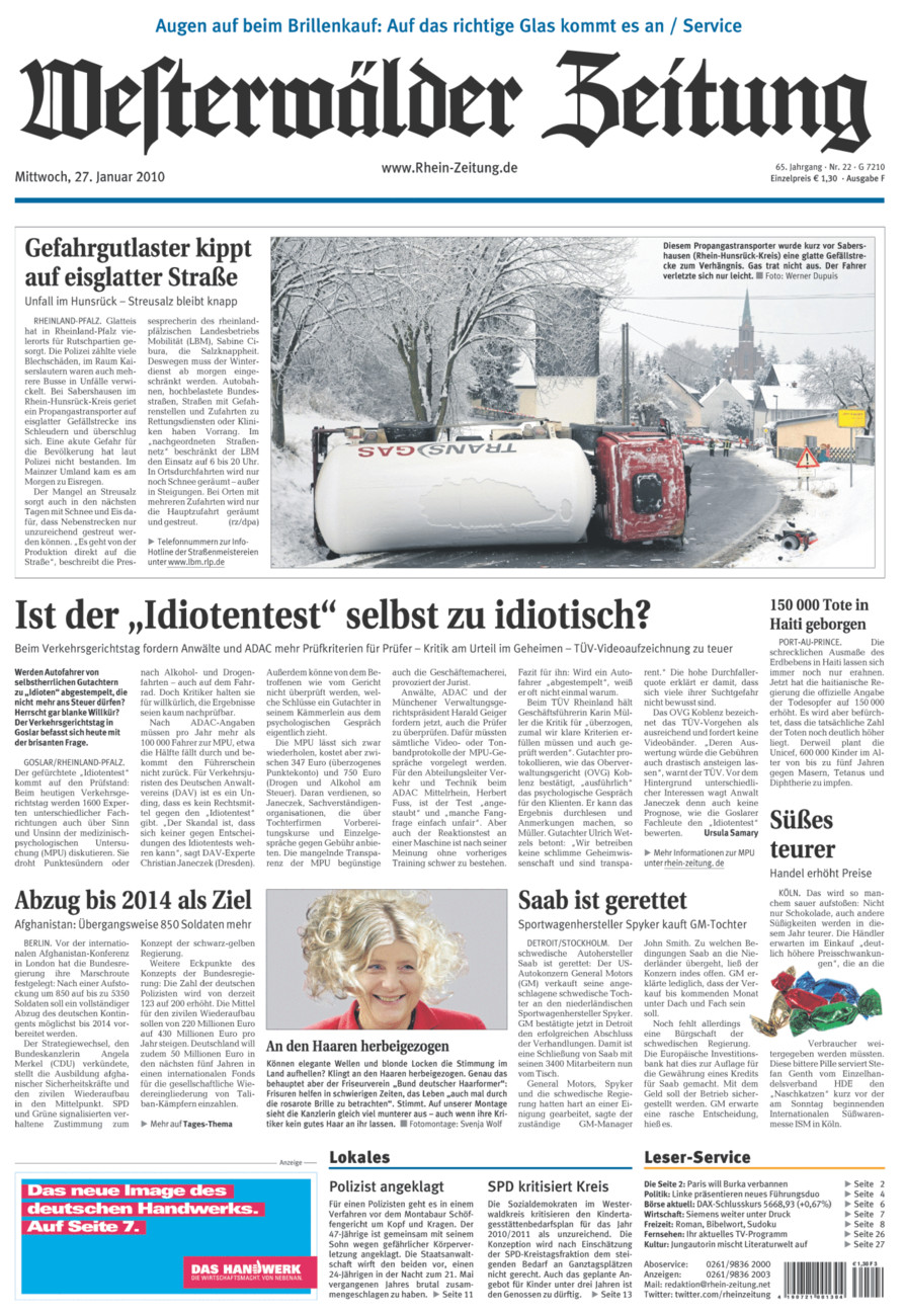 Westerwälder Zeitung vom Mittwoch, 27.01.2010