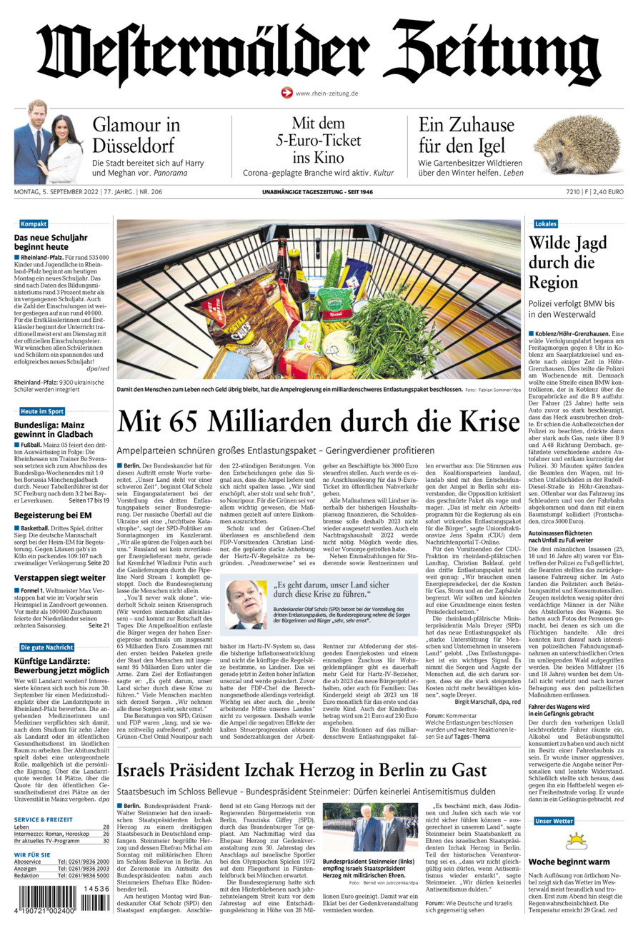 Westerwälder Zeitung vom Montag, 05.09.2022
