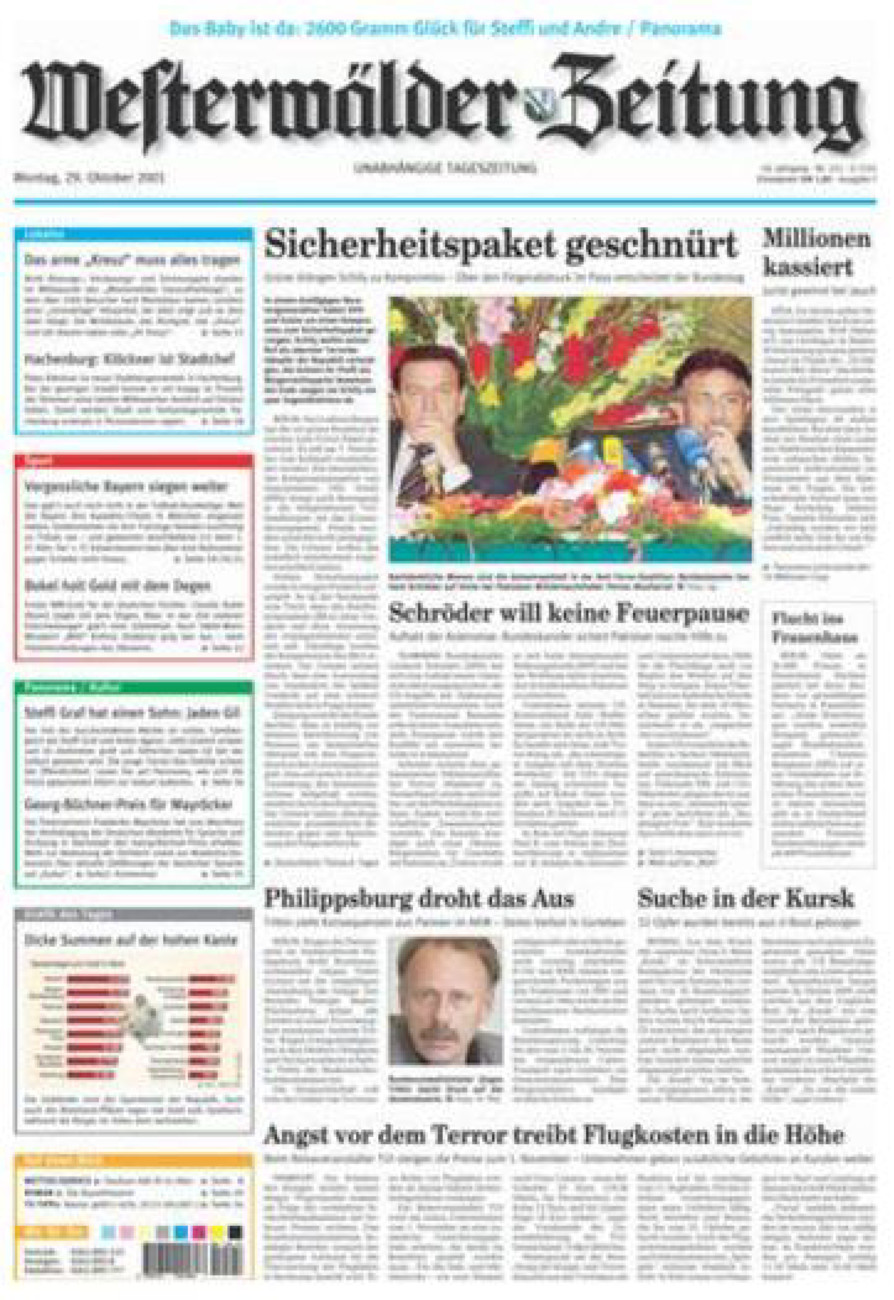 Westerwälder Zeitung vom Montag, 29.10.2001