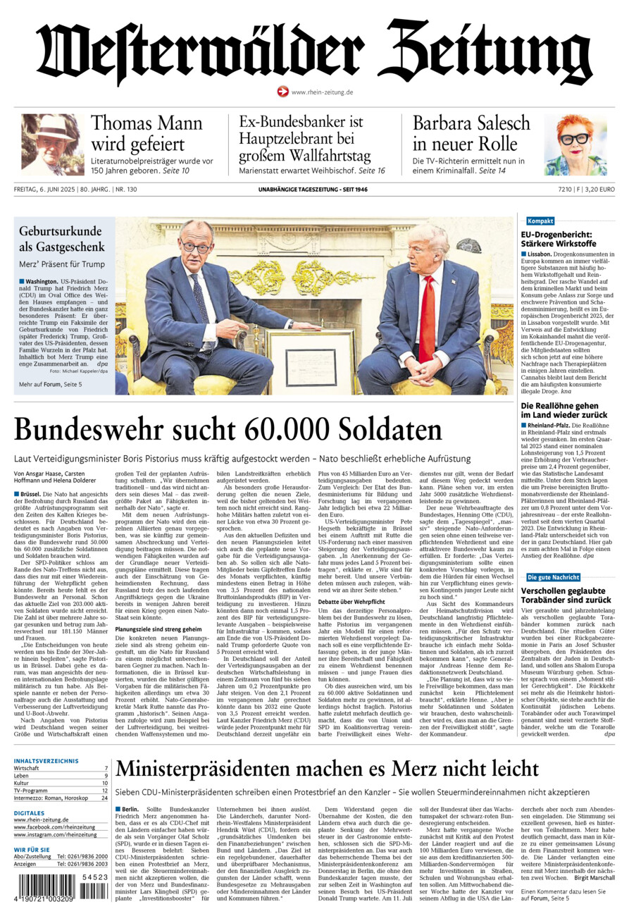 Westerwälder Zeitung vom Freitag, 06.06.2025