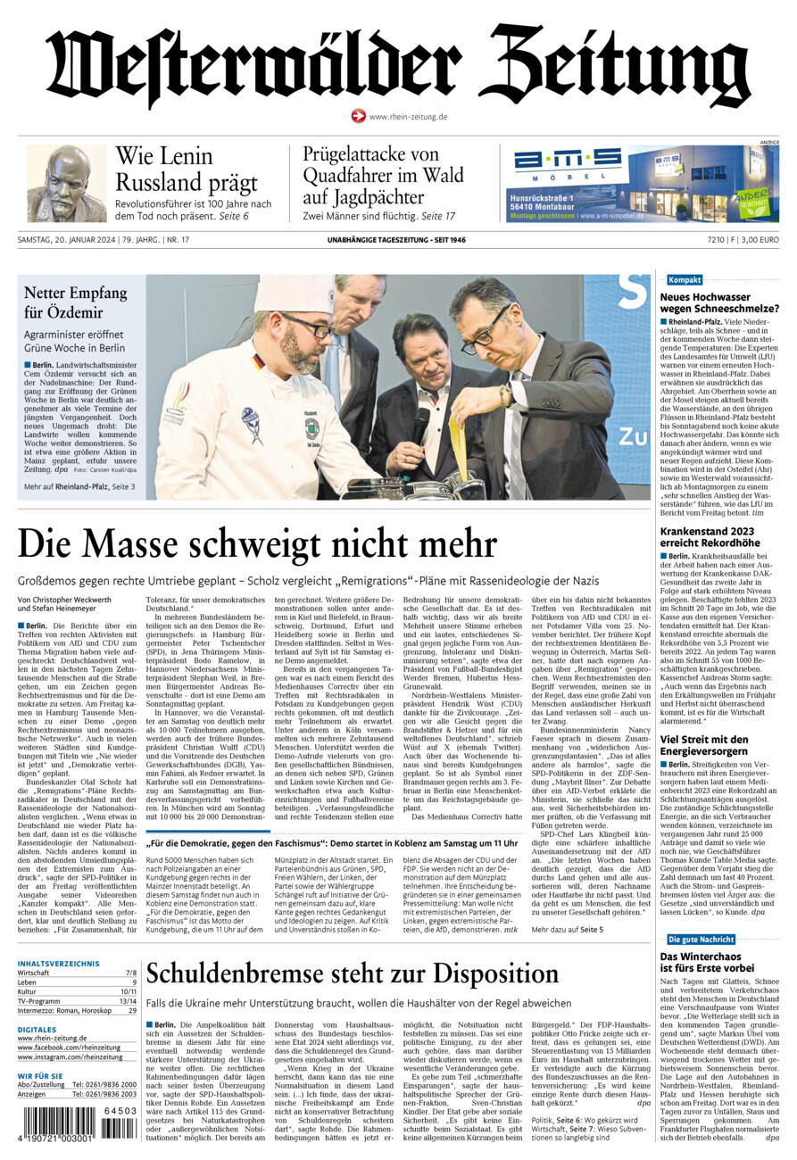 Westerwälder Zeitung vom Samstag, 20.01.2024