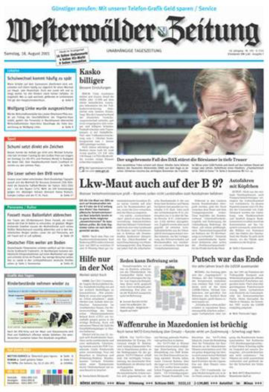 Westerwälder Zeitung vom Samstag, 18.08.2001