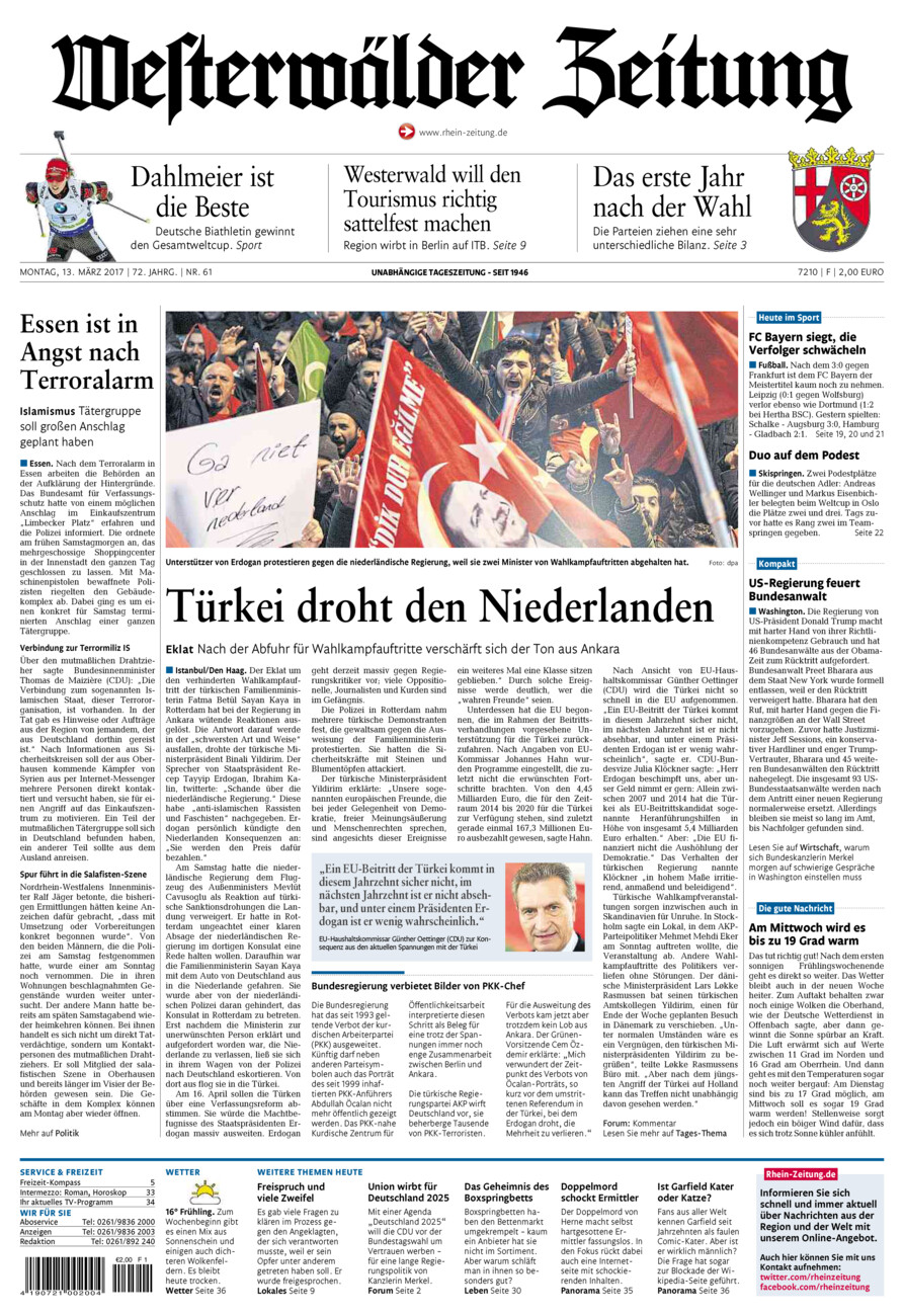 Westerwälder Zeitung vom Montag, 13.03.2017